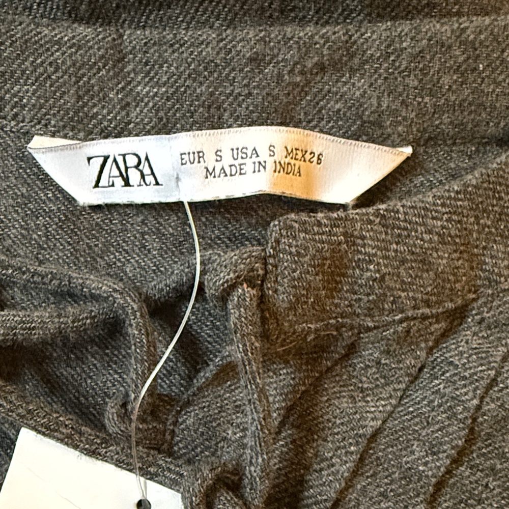 Zara Charcoal Long Sleeve Dress with Lace Hem - Picture 3 of 4